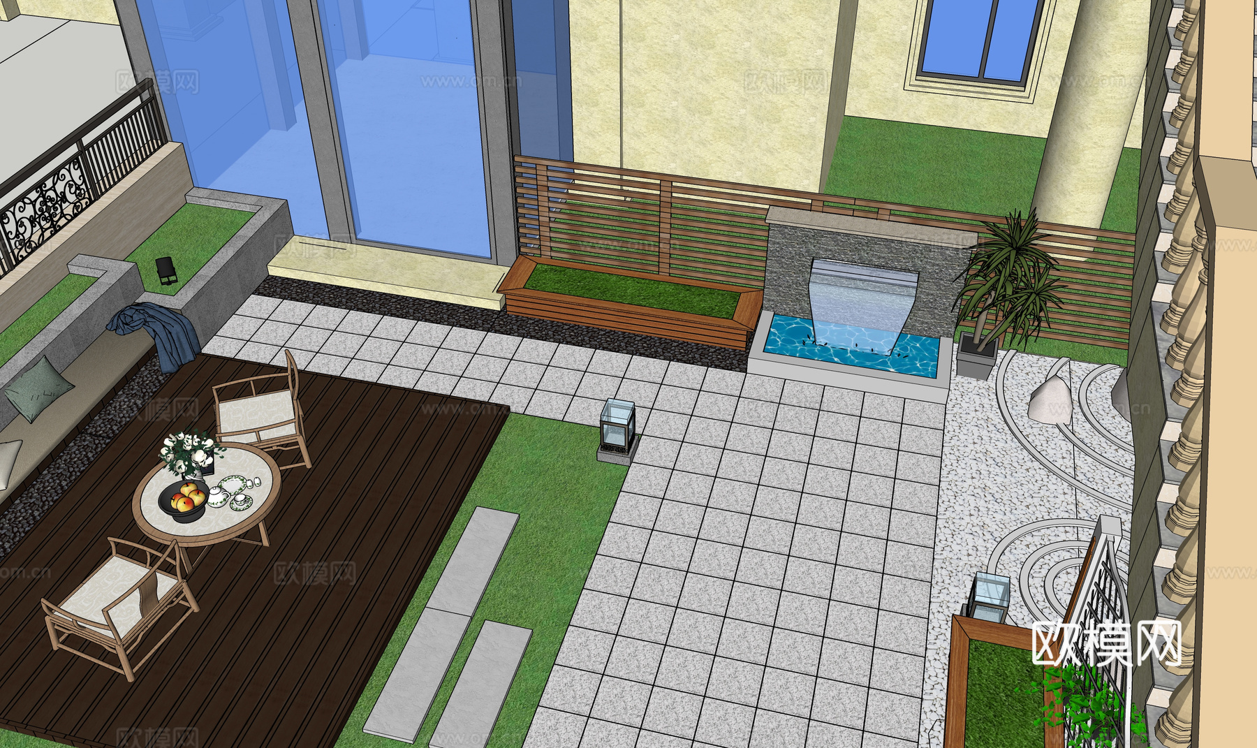 微景观 造景 草坪灯 室内景观 阳光房su模型