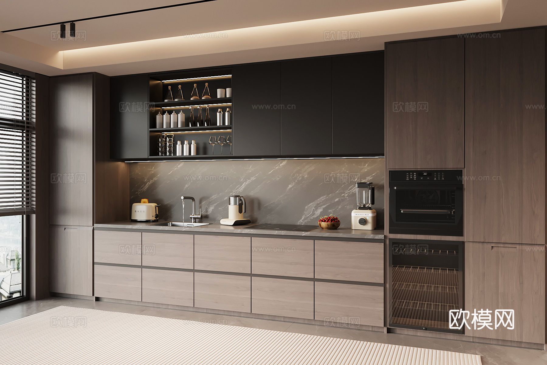 现代意式橱柜 酒柜su模型