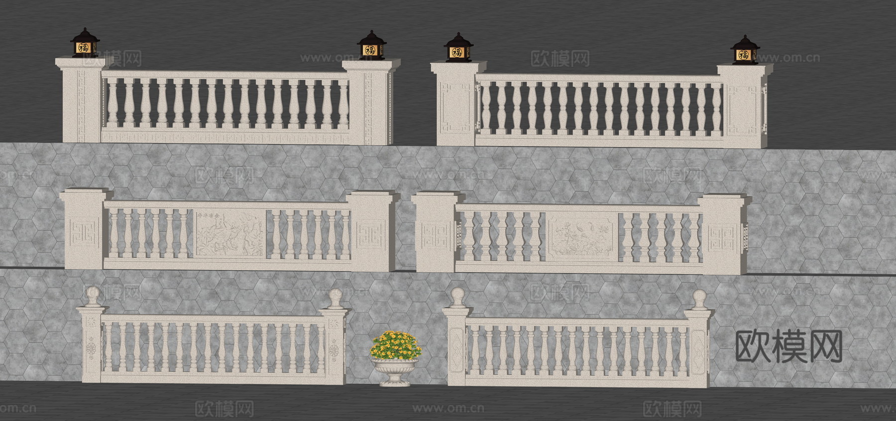 葫芦花瓶 花瓶栏杆su模型