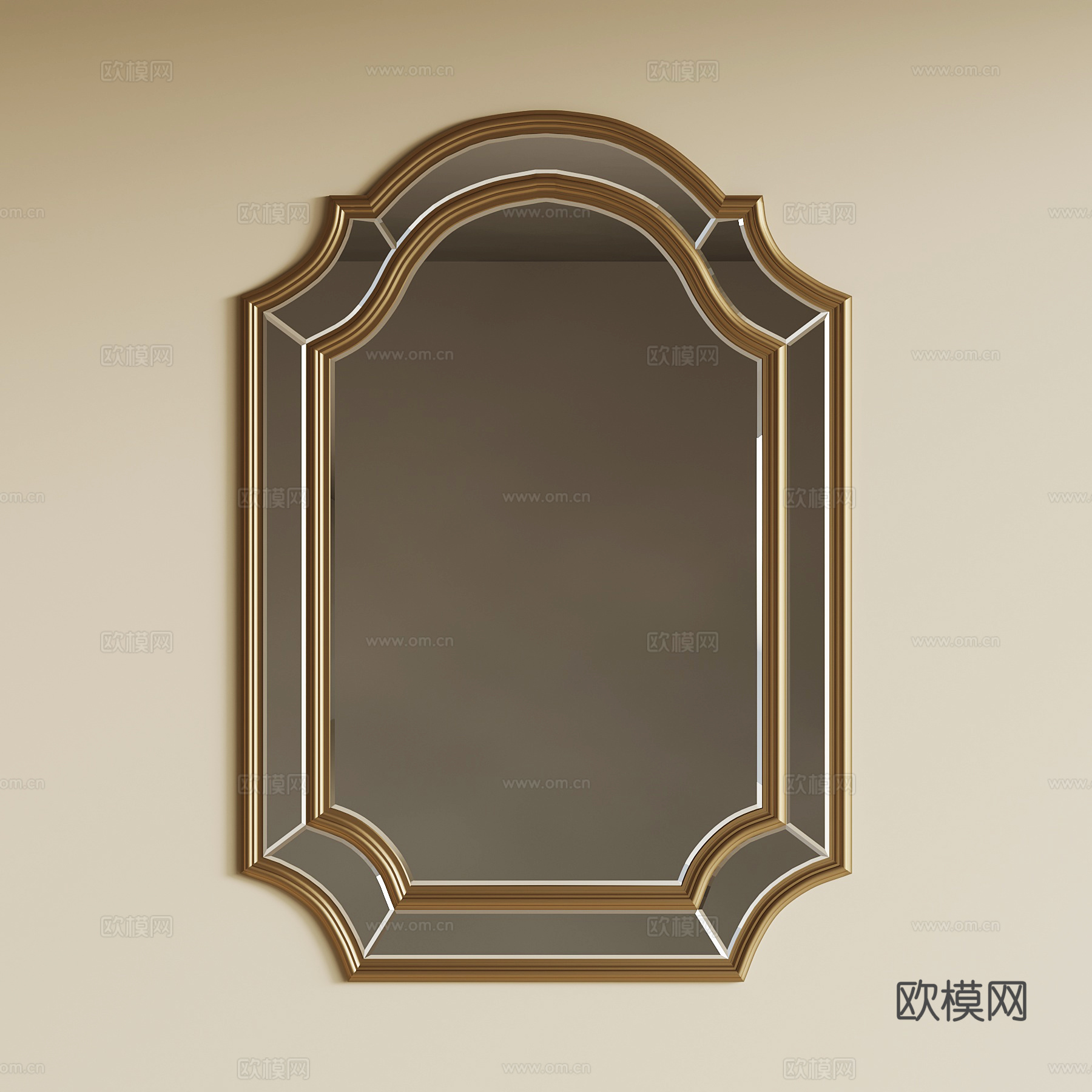 法式复古镜子 化妆镜 梳妆镜su模型