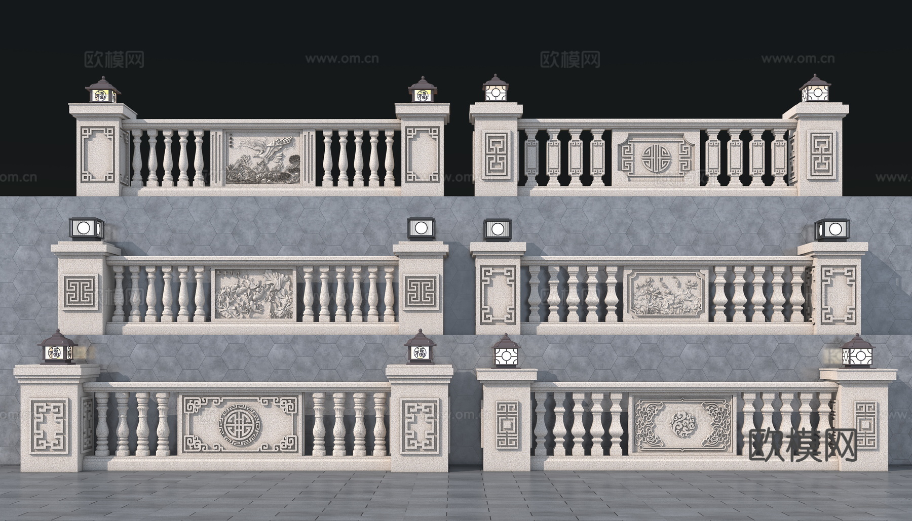 葫芦花瓶 花瓶栏杆3d模型下载