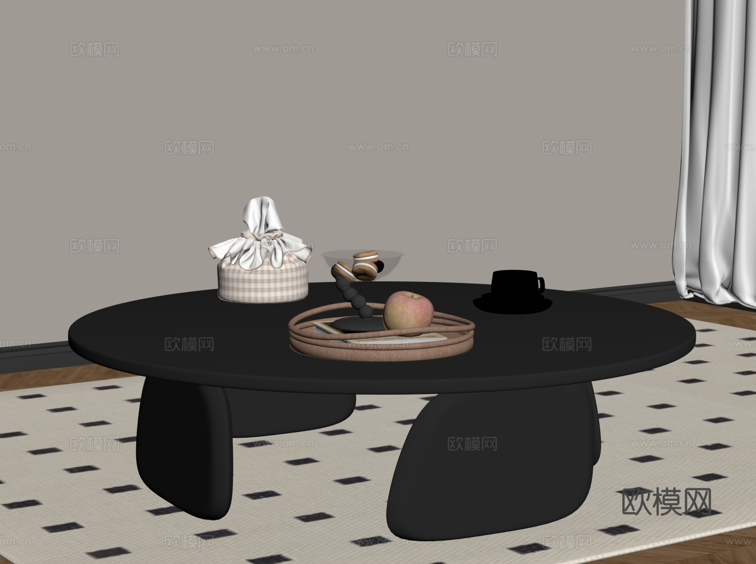 法式复古茶几su模型