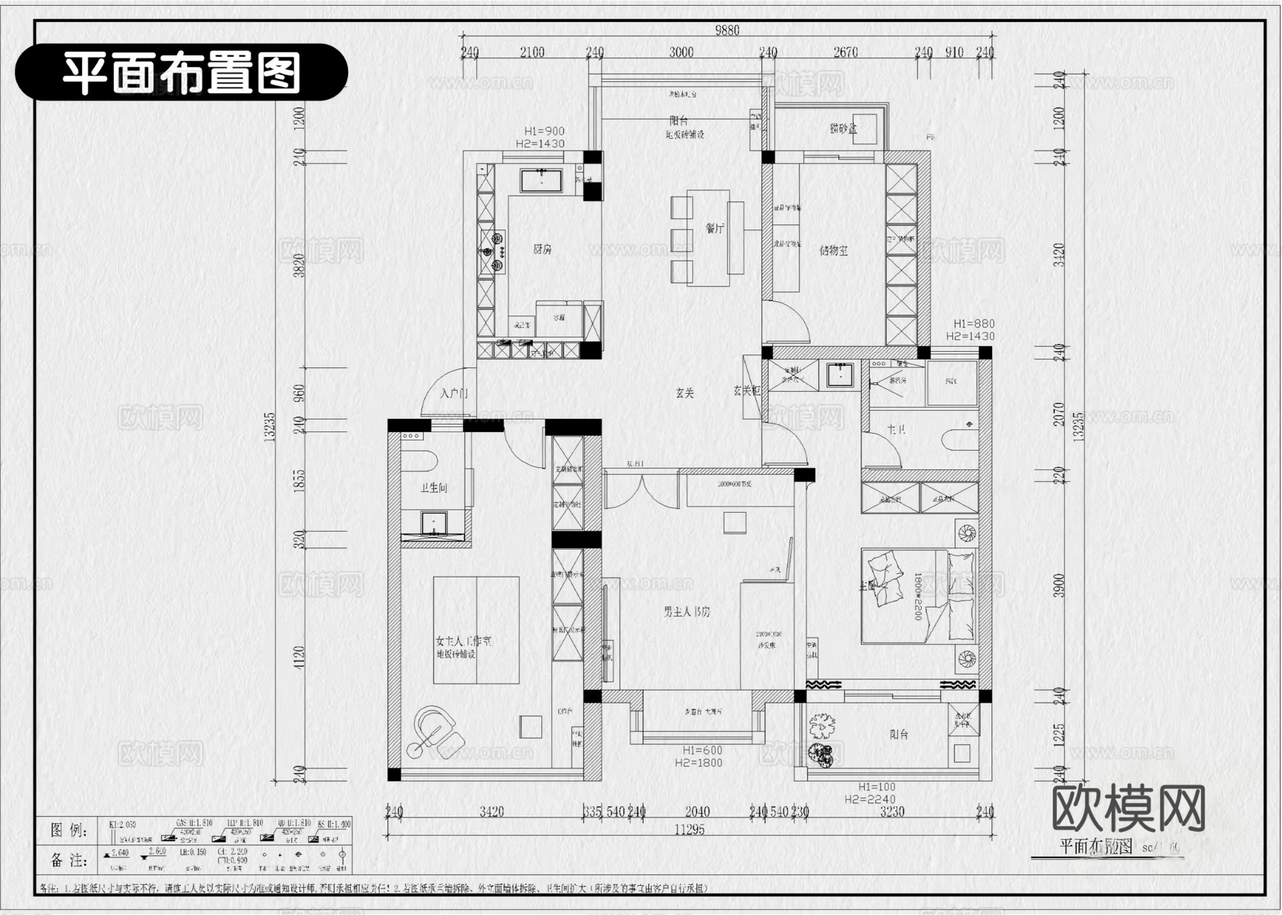 7套中古风家装大平层别墅室内设计CAD施工图效果图cad施工图