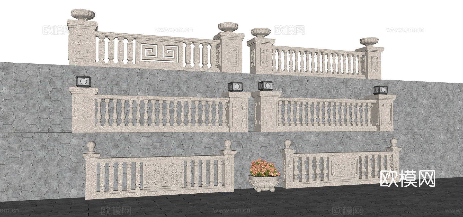 葫芦花瓶 花瓶栏杆su模型