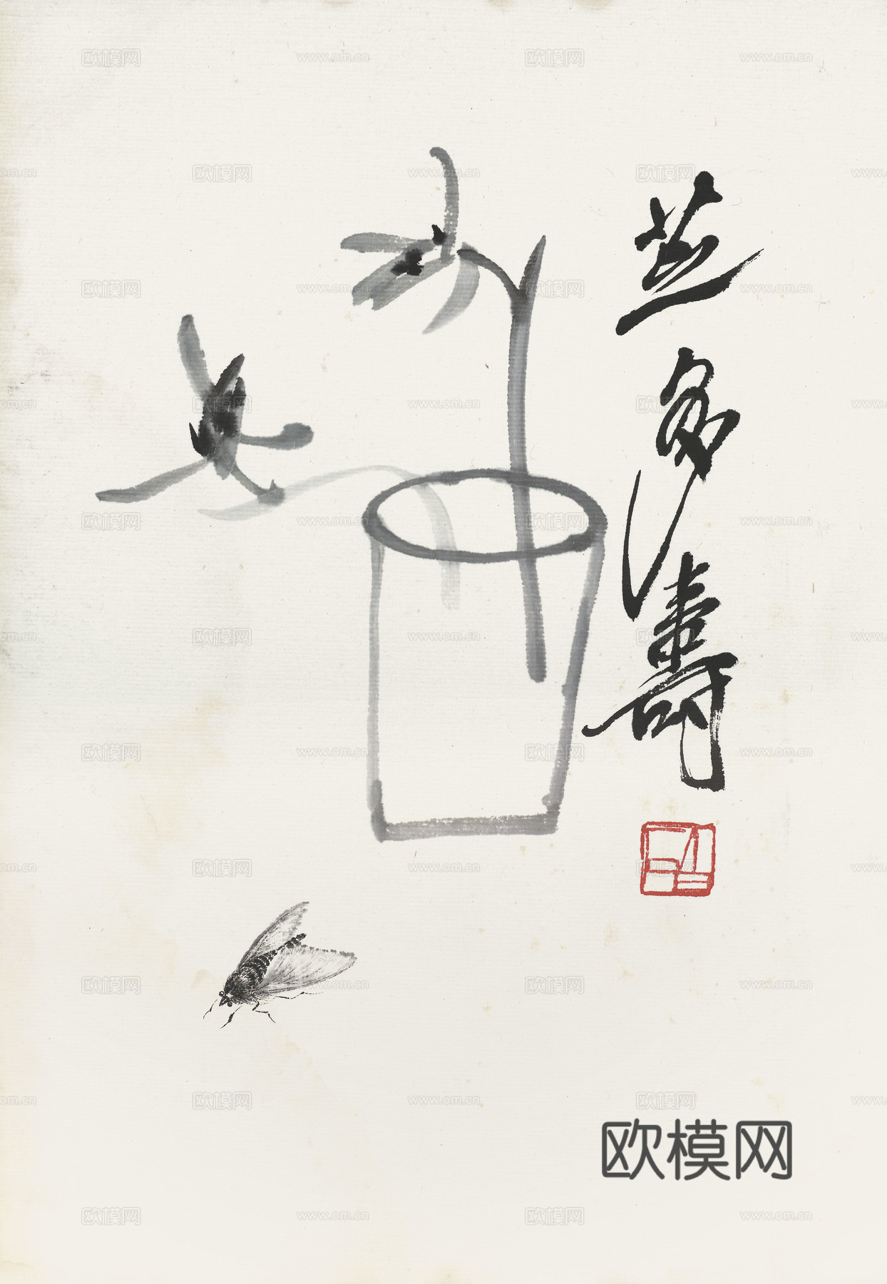 齐白石写意水墨画，近现代水墨画34 (2)