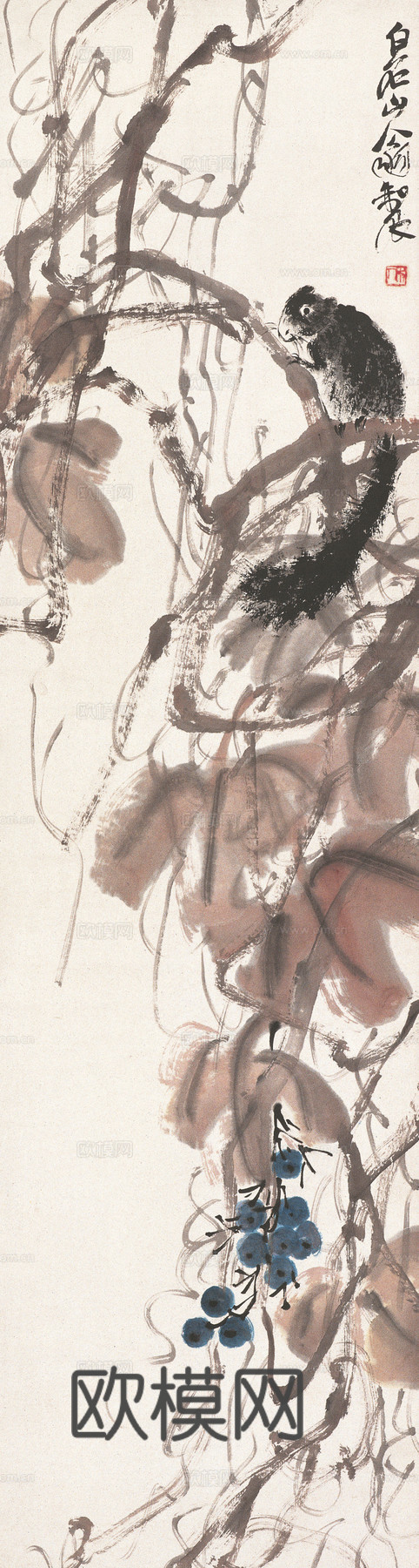 齐白石写意水墨画，近现代水墨画93