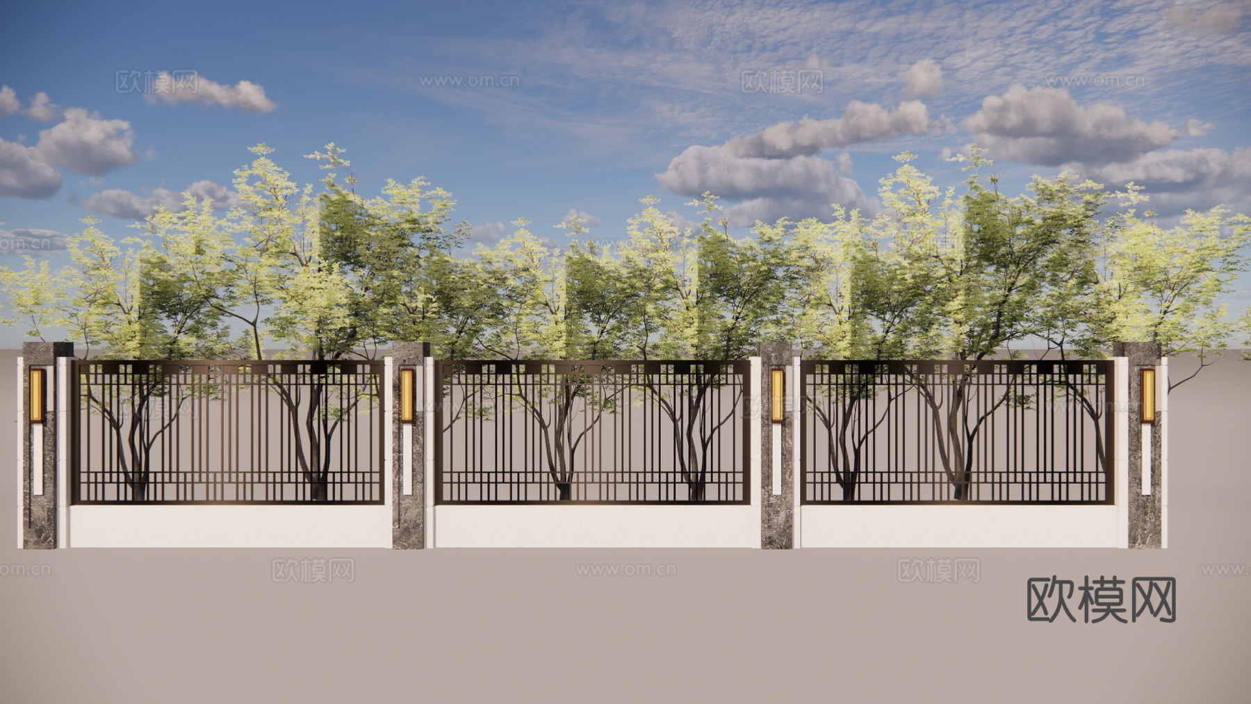 造景 庭院灯 门 景观 水池 草坪灯 庭院门 室内造景 露台su模型