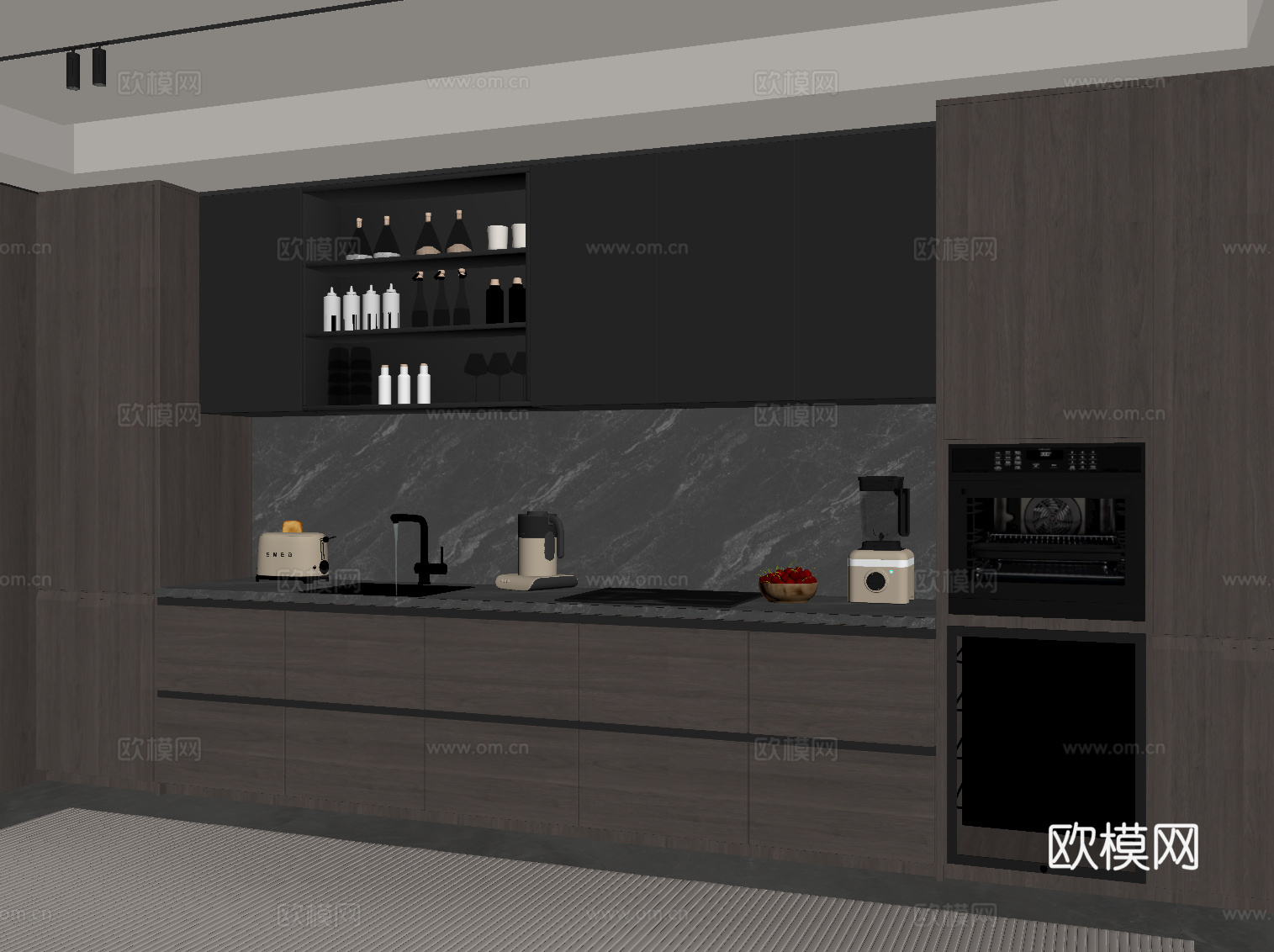 现代意式橱柜 酒柜su模型