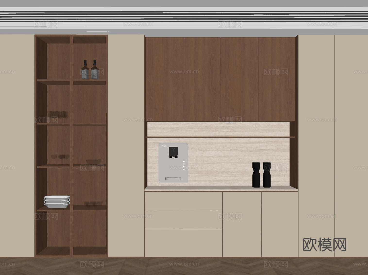 中古酒柜 餐边柜su模型