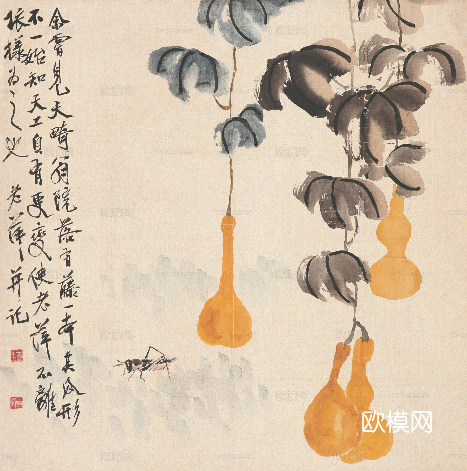 齐白石写意水墨画，近现代水墨画41