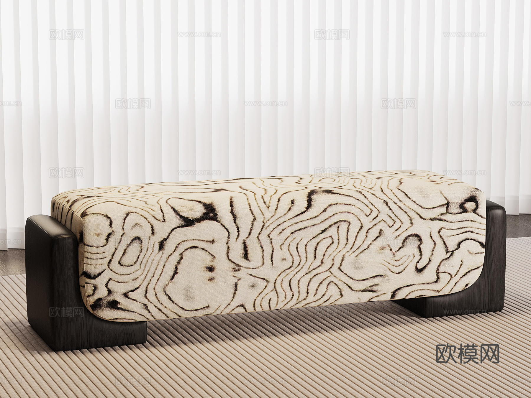 现代意式床尾凳 换鞋凳 沙发凳su模型
