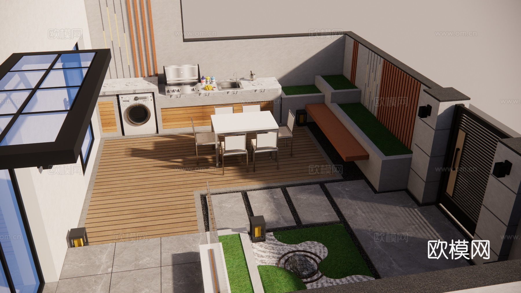 微景观 造景 草坪灯 室内景观 阳光房su模型下载（渲染图1）