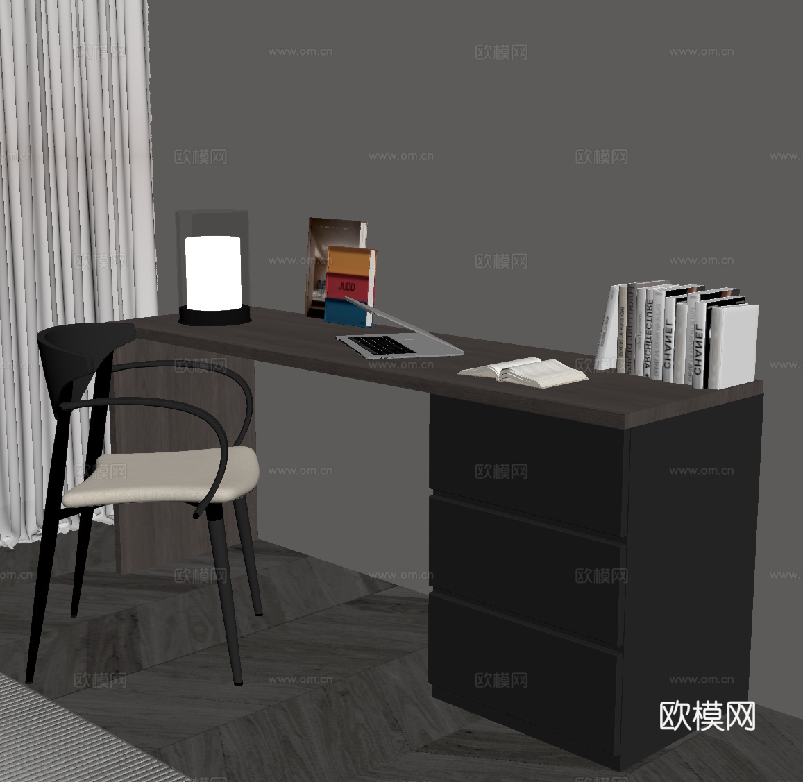 现代意式书桌椅su模型