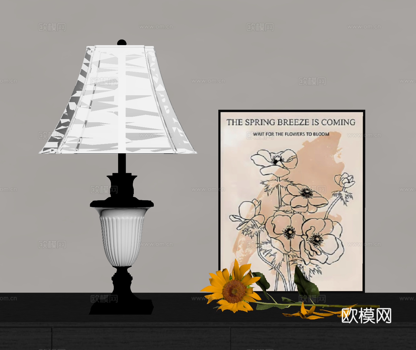 法式复古台灯 向日葵su模型