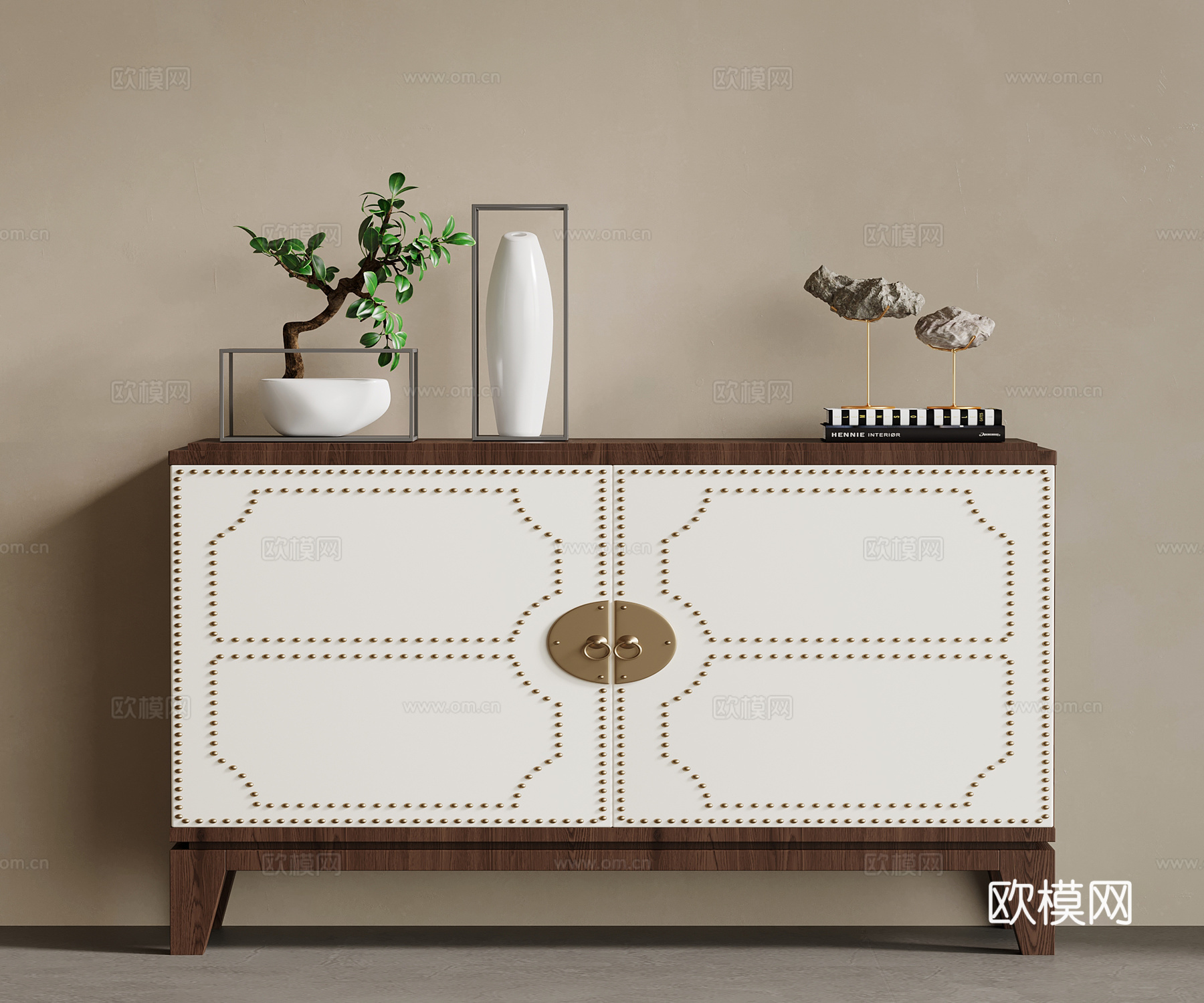 新中式玄关柜 边柜su模型
