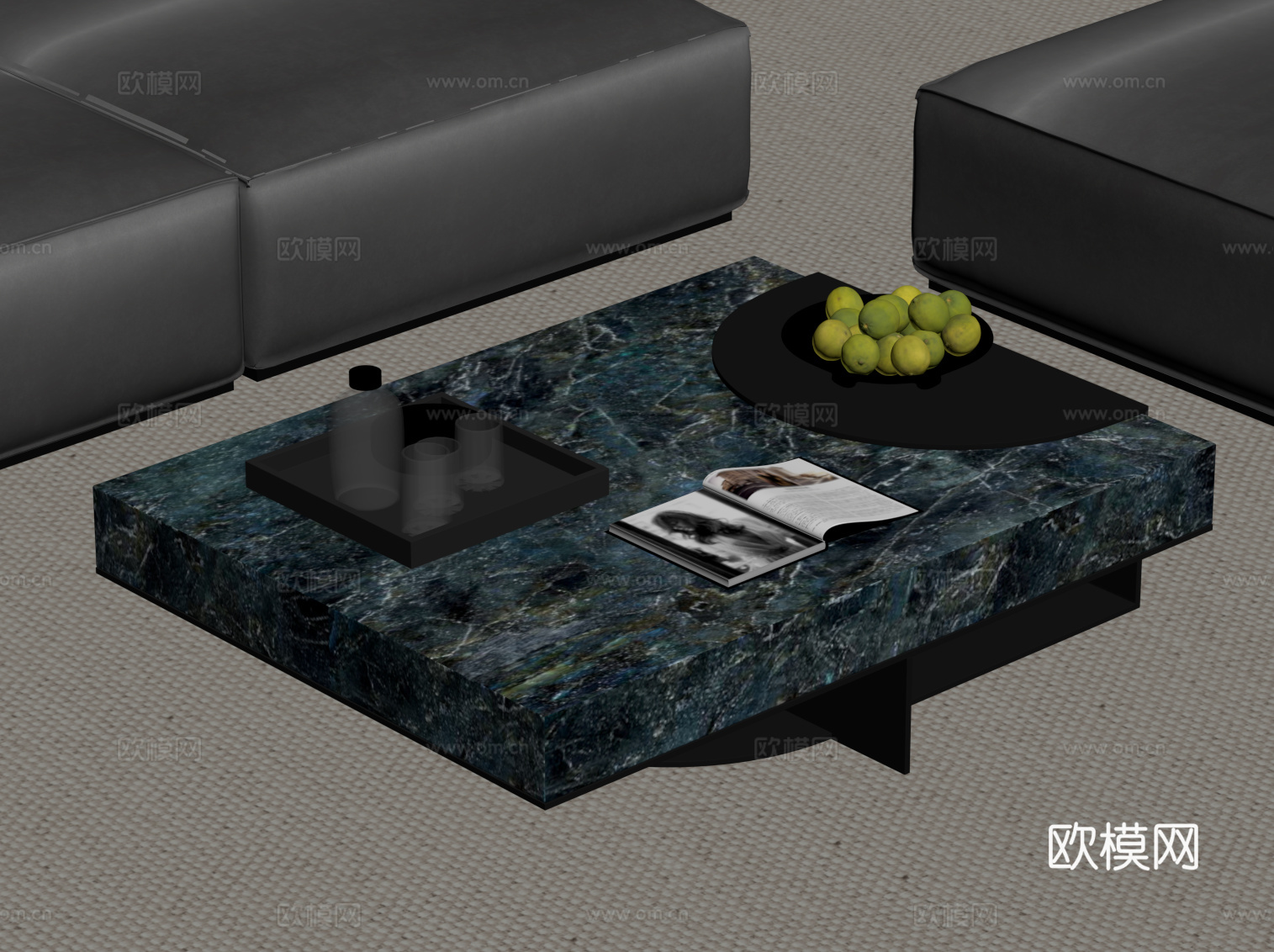现代意式茶几 大理石茶几su模型