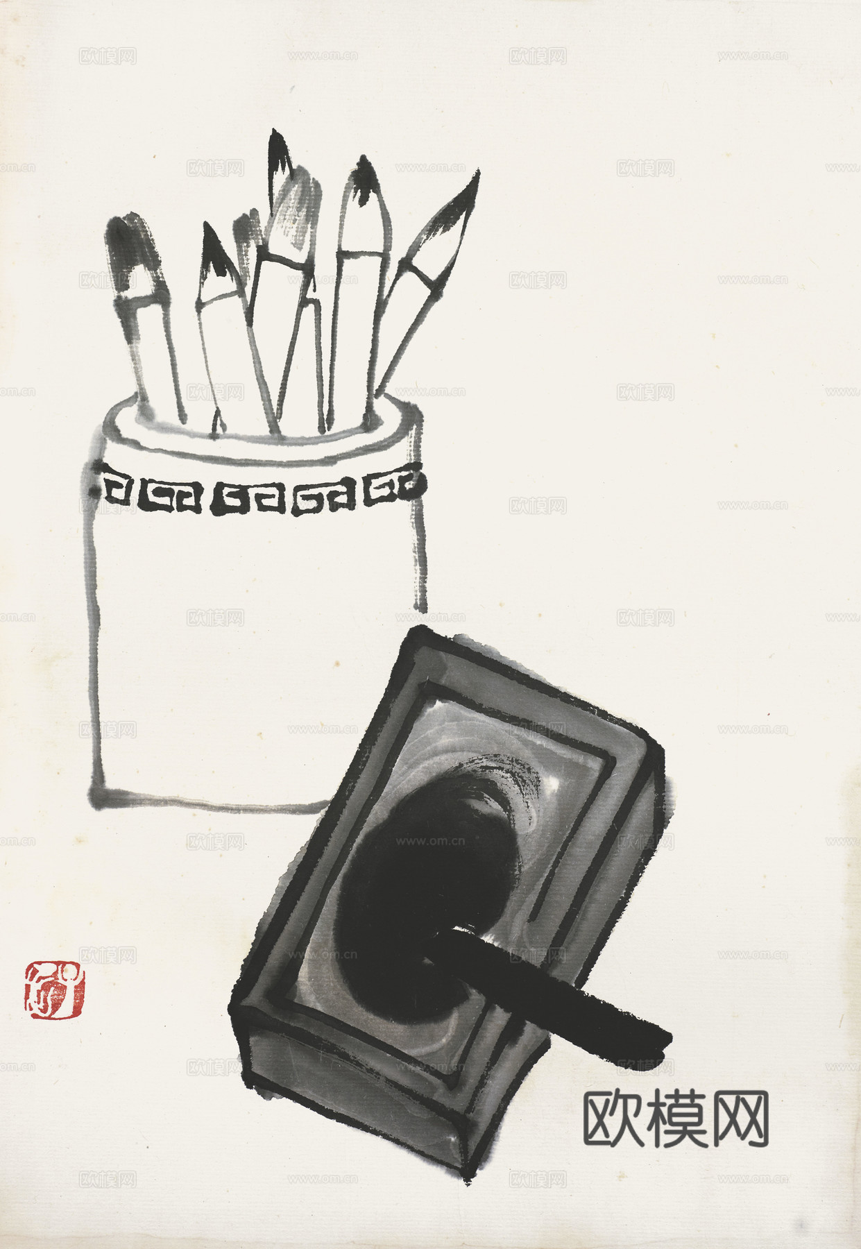 齐白石写意水墨画，近现代水墨画80 (2)