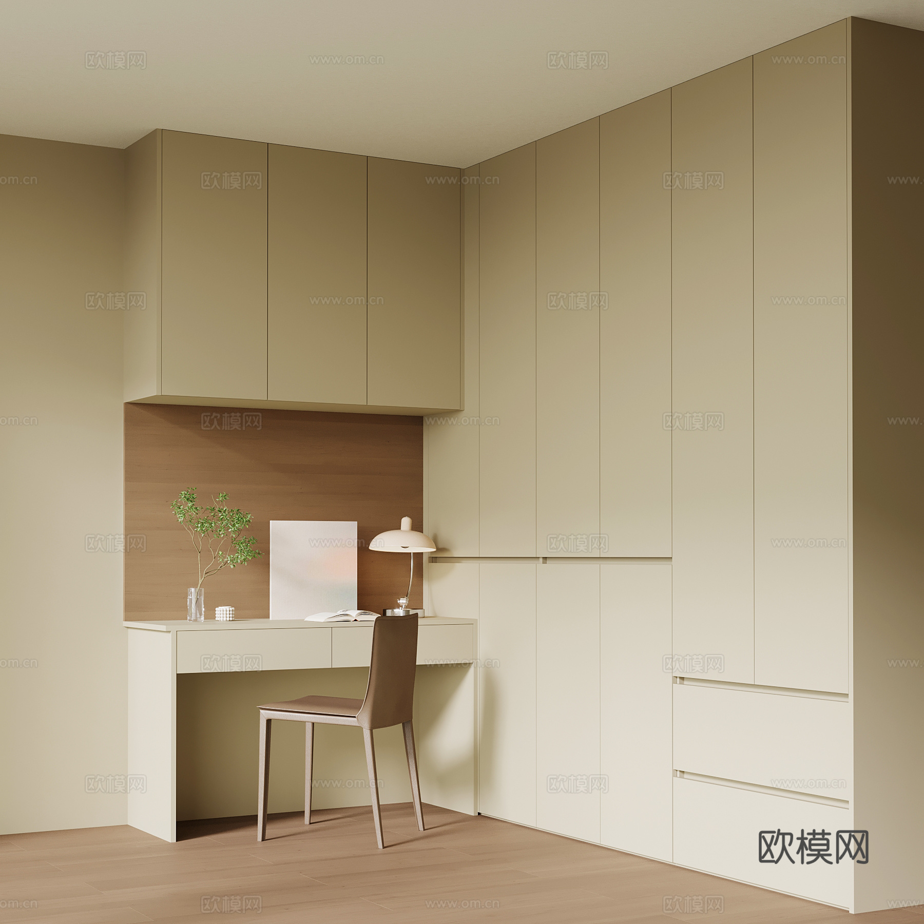 现代衣柜 书桌su模型