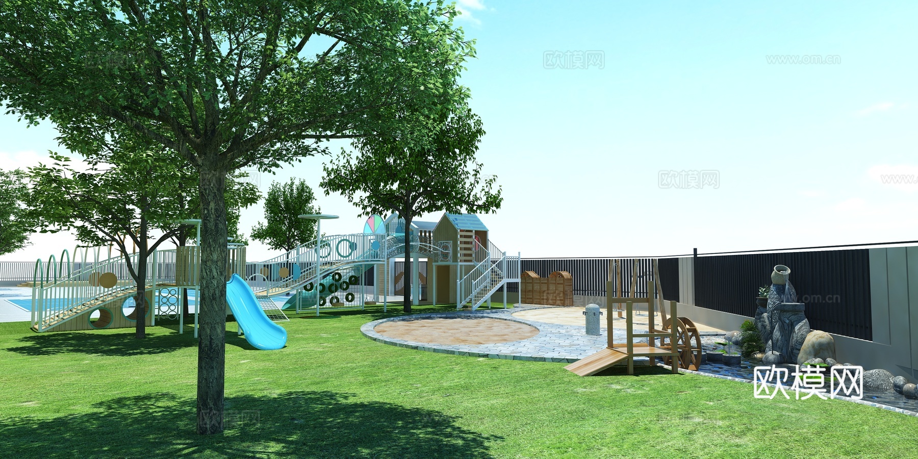 幼儿园玩具 幼儿园沙水池3d模型下载（渲染图2）