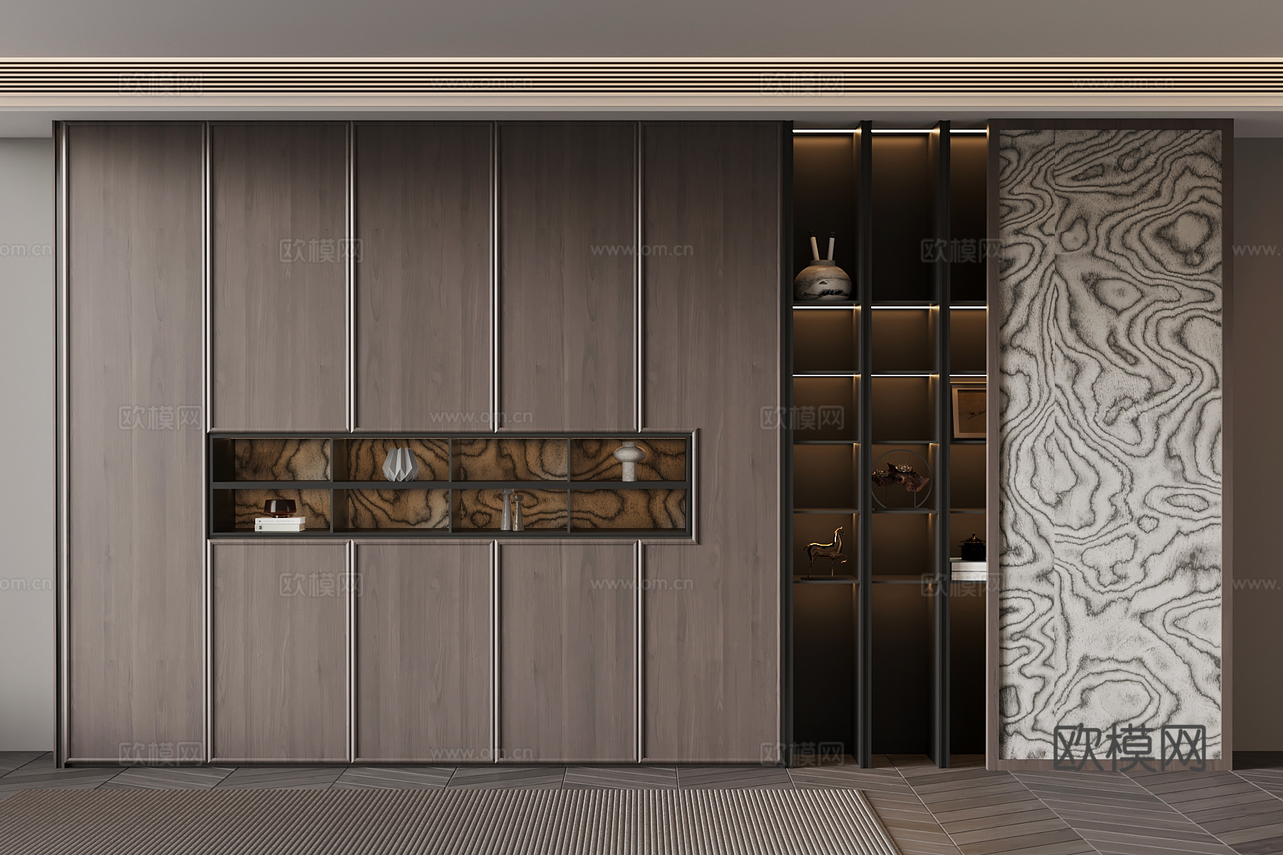 现代意式茶柜 书柜su模型