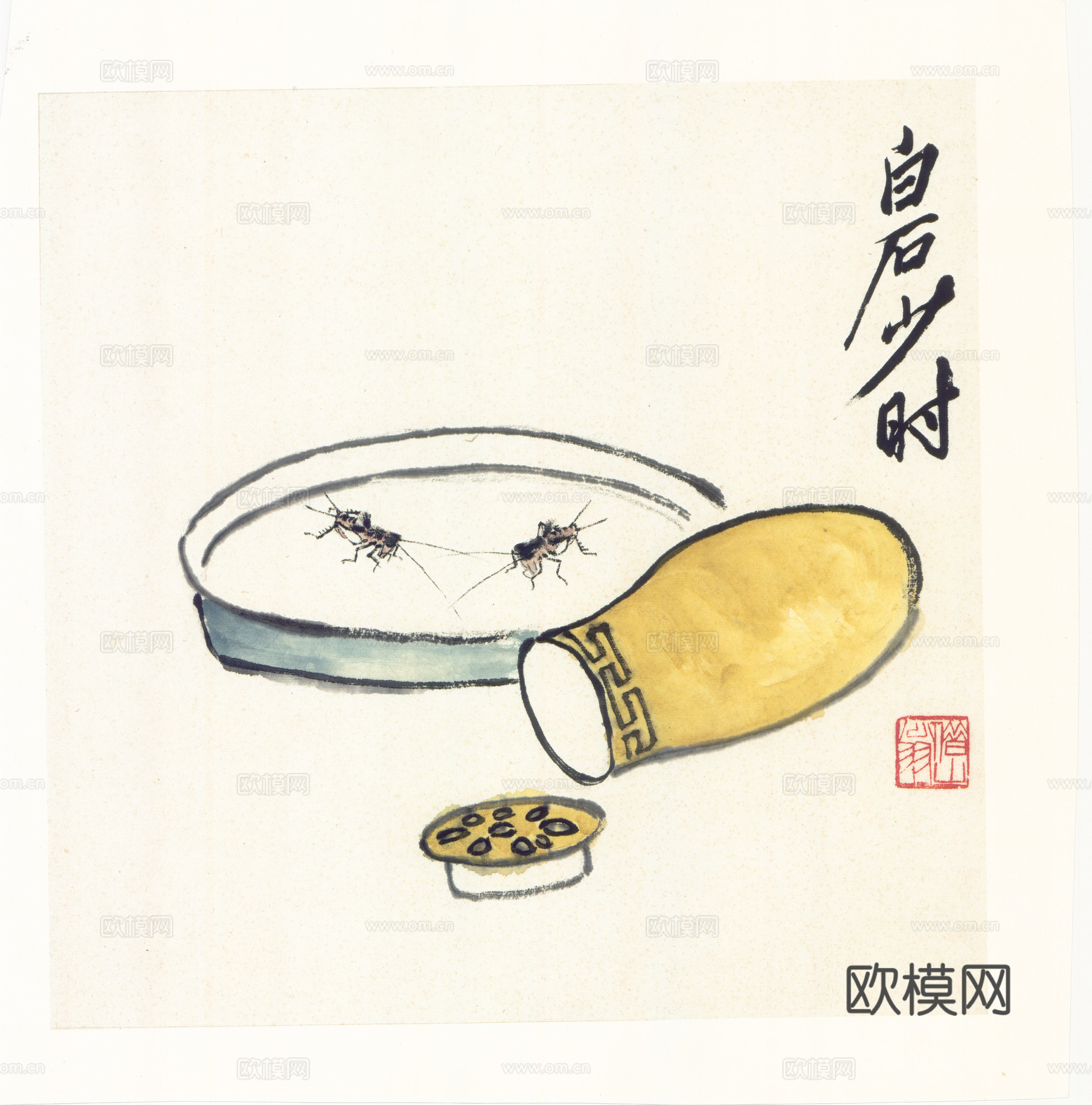 齐白石写意水墨画，近现代水墨画7 (2)