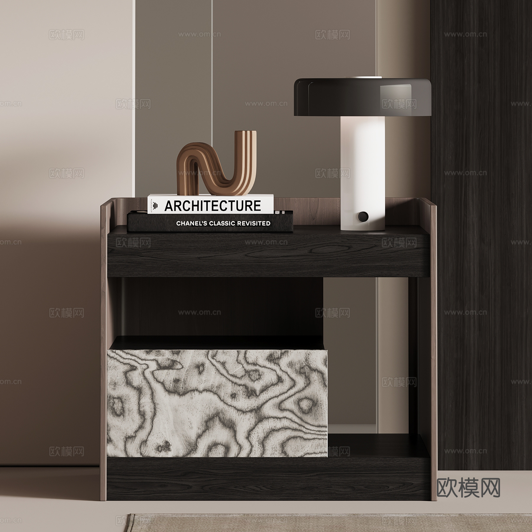 现代意式床头柜su模型