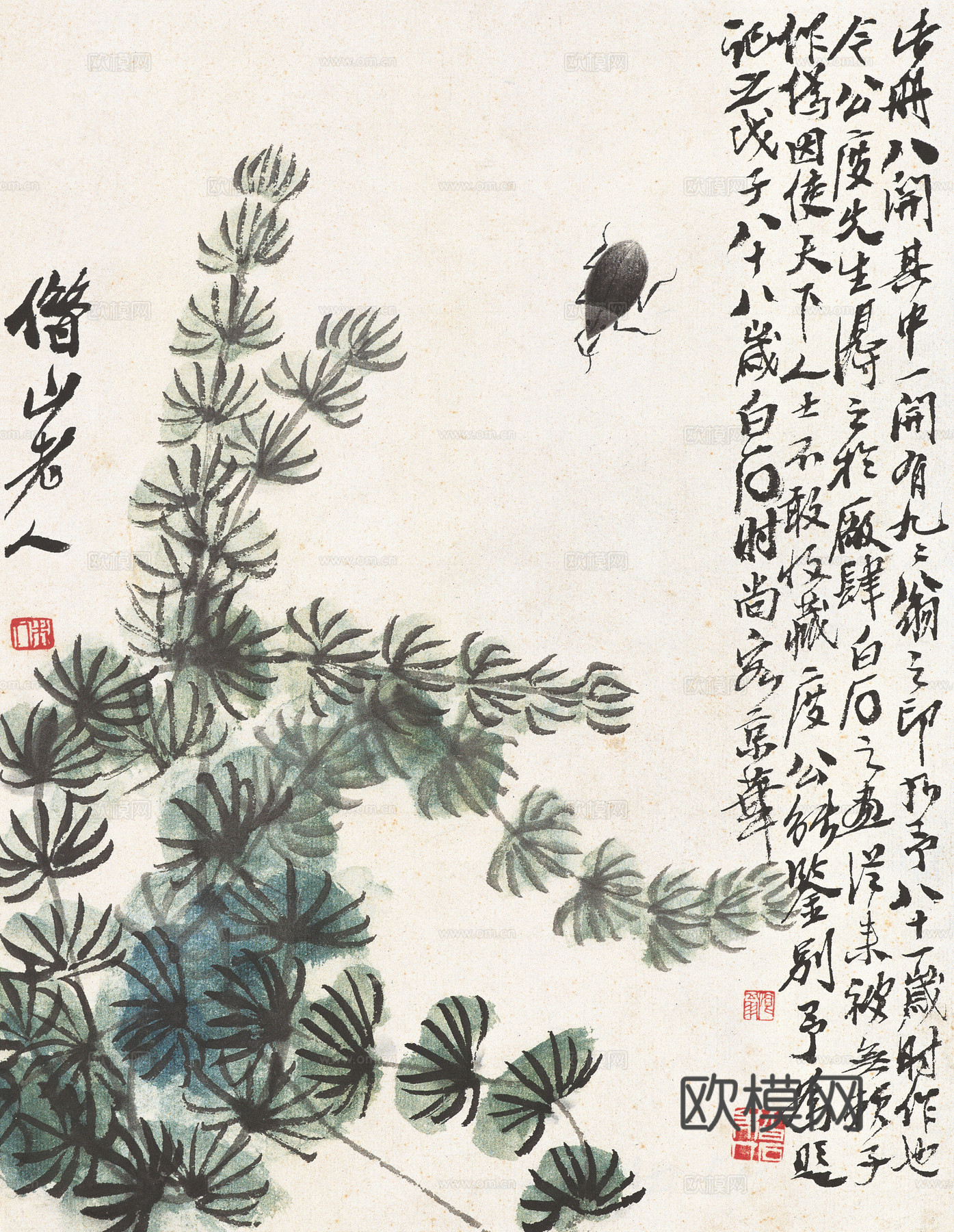 齐白石写意水墨画，近现代水墨画69