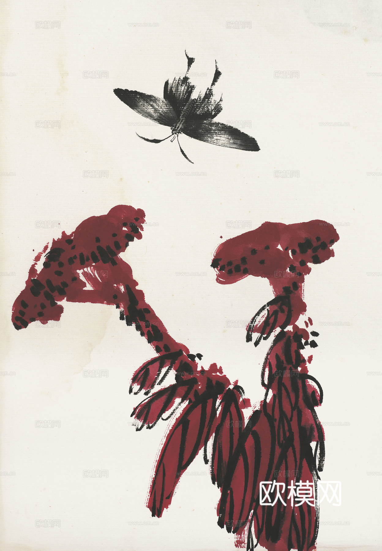 齐白石写意水墨画，近现代水墨画79 (2)