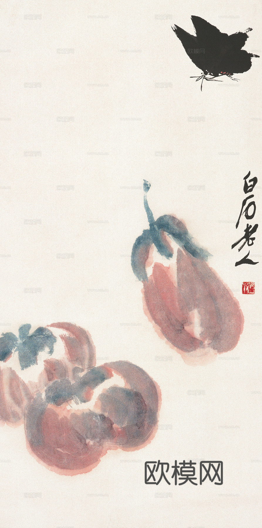 齐白石写意水墨画，近现代水墨画91