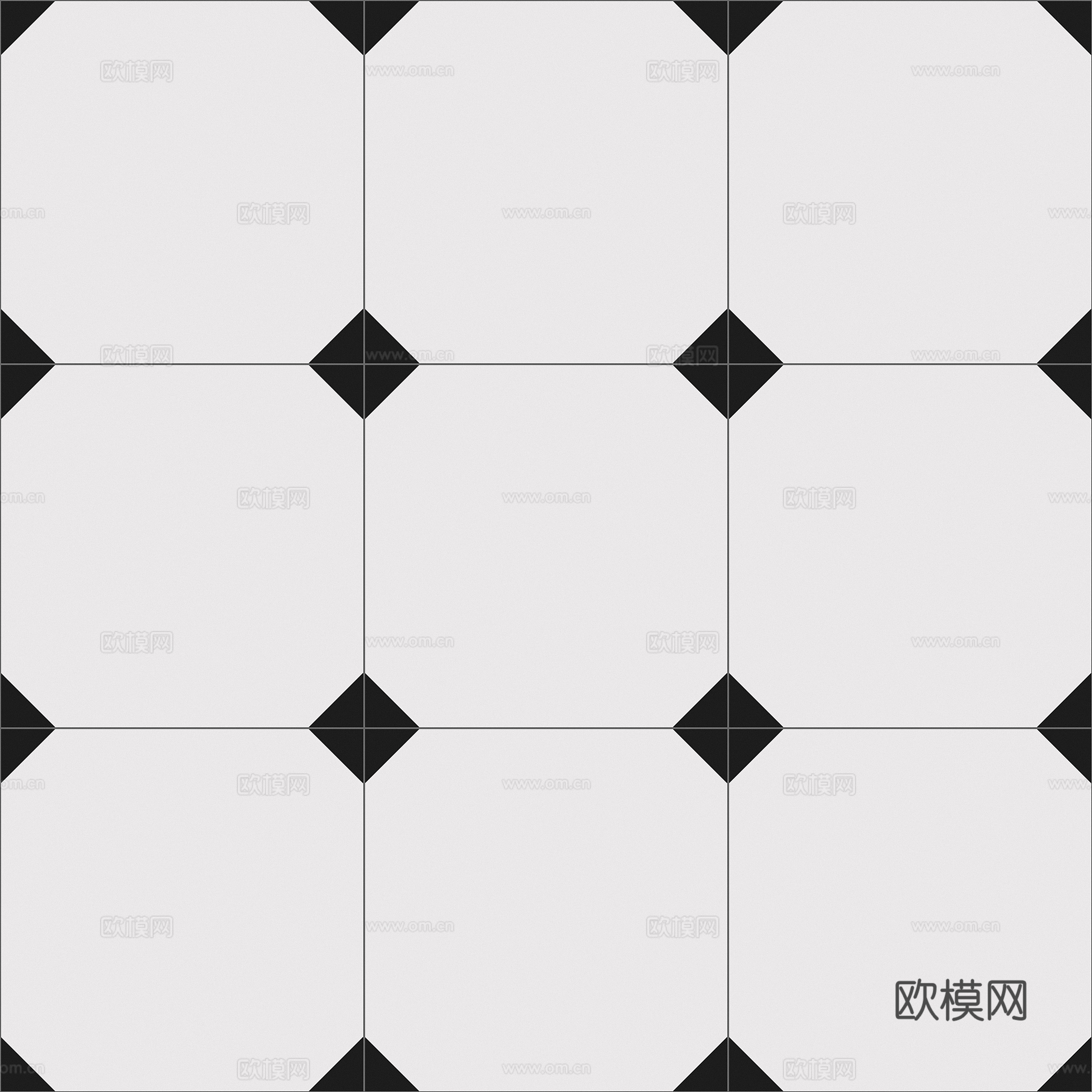 现代简约黑白拼花瓷砖花砖贴图