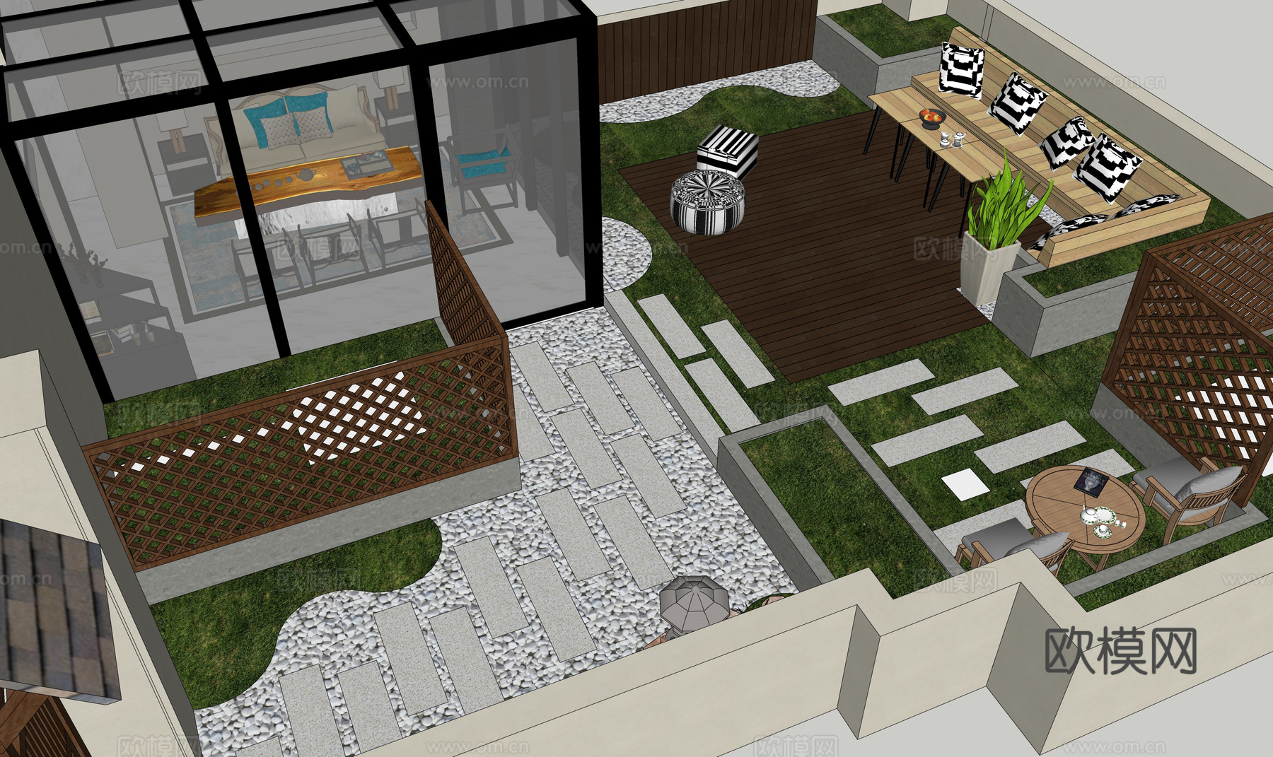 微景观 造景 草坪灯 室内景观 阳光房su模型