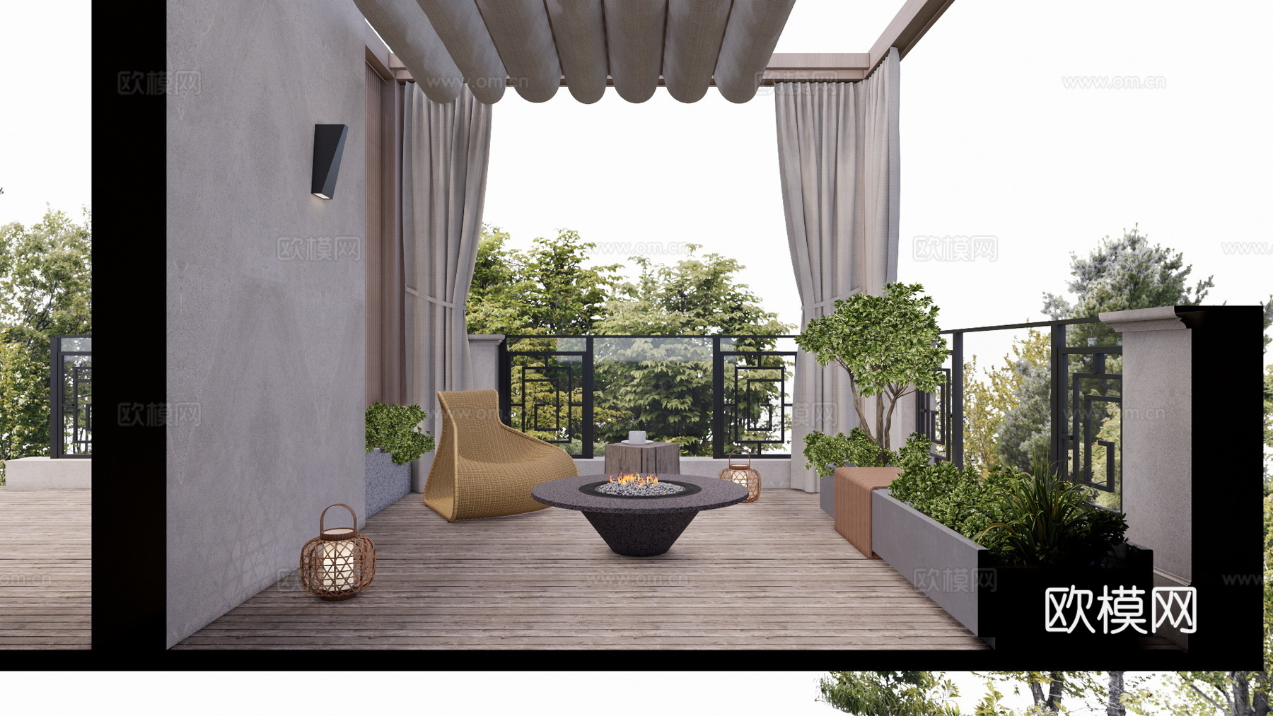 水景 屋顶花园 室内景观 造景 露台 草坪灯 微景观 阳光房su模型