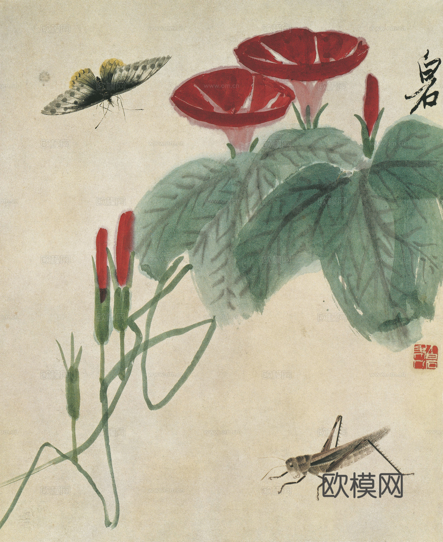 齐白石写意水墨画，近现代水墨画7545.3-37