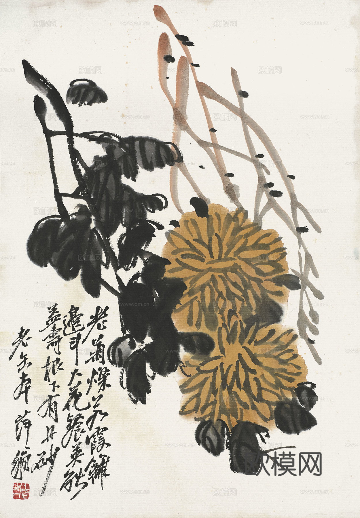 齐白石写意水墨画，近现代水墨画98 (2)