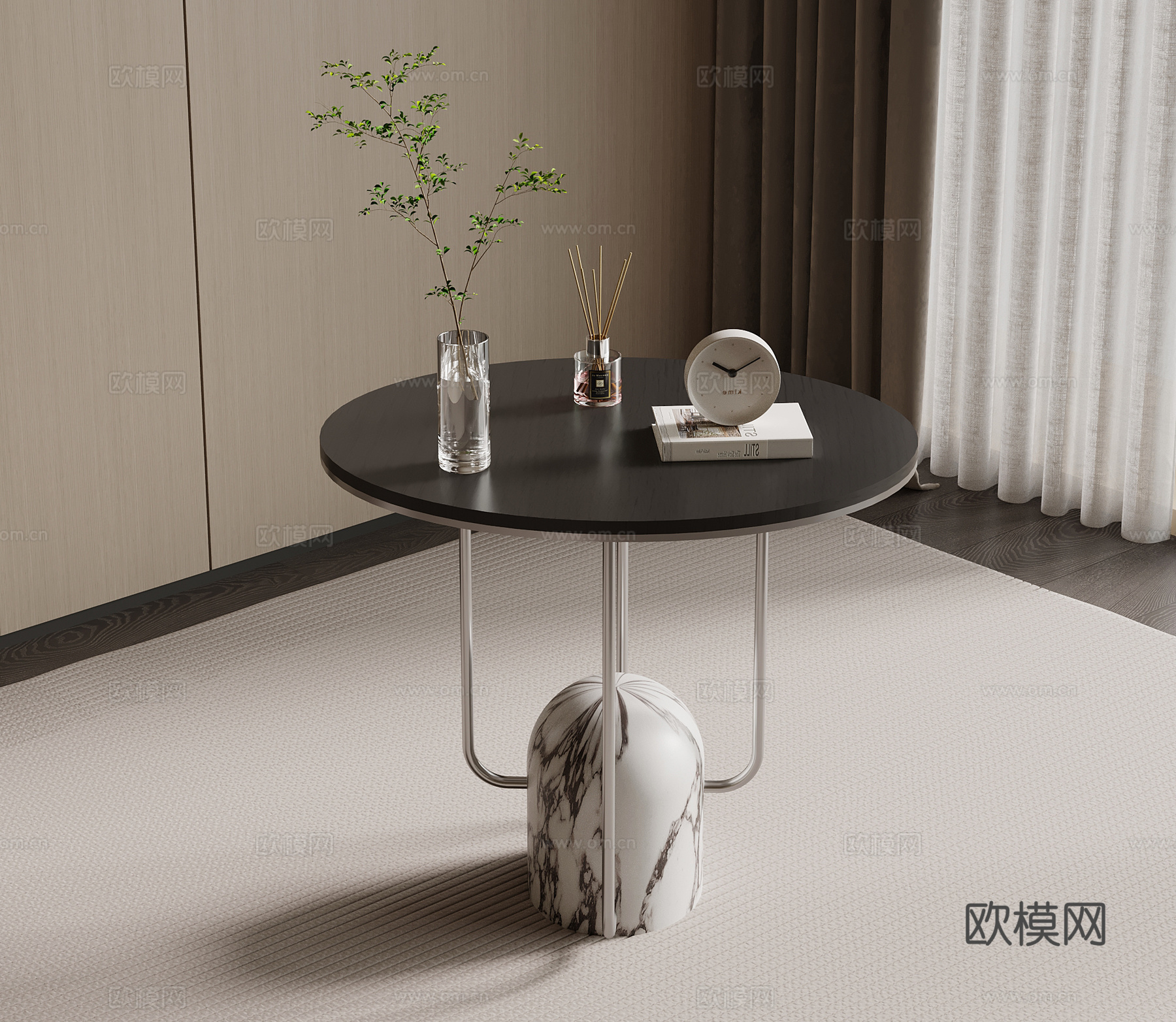 现代意式边几 角几圆几su模型