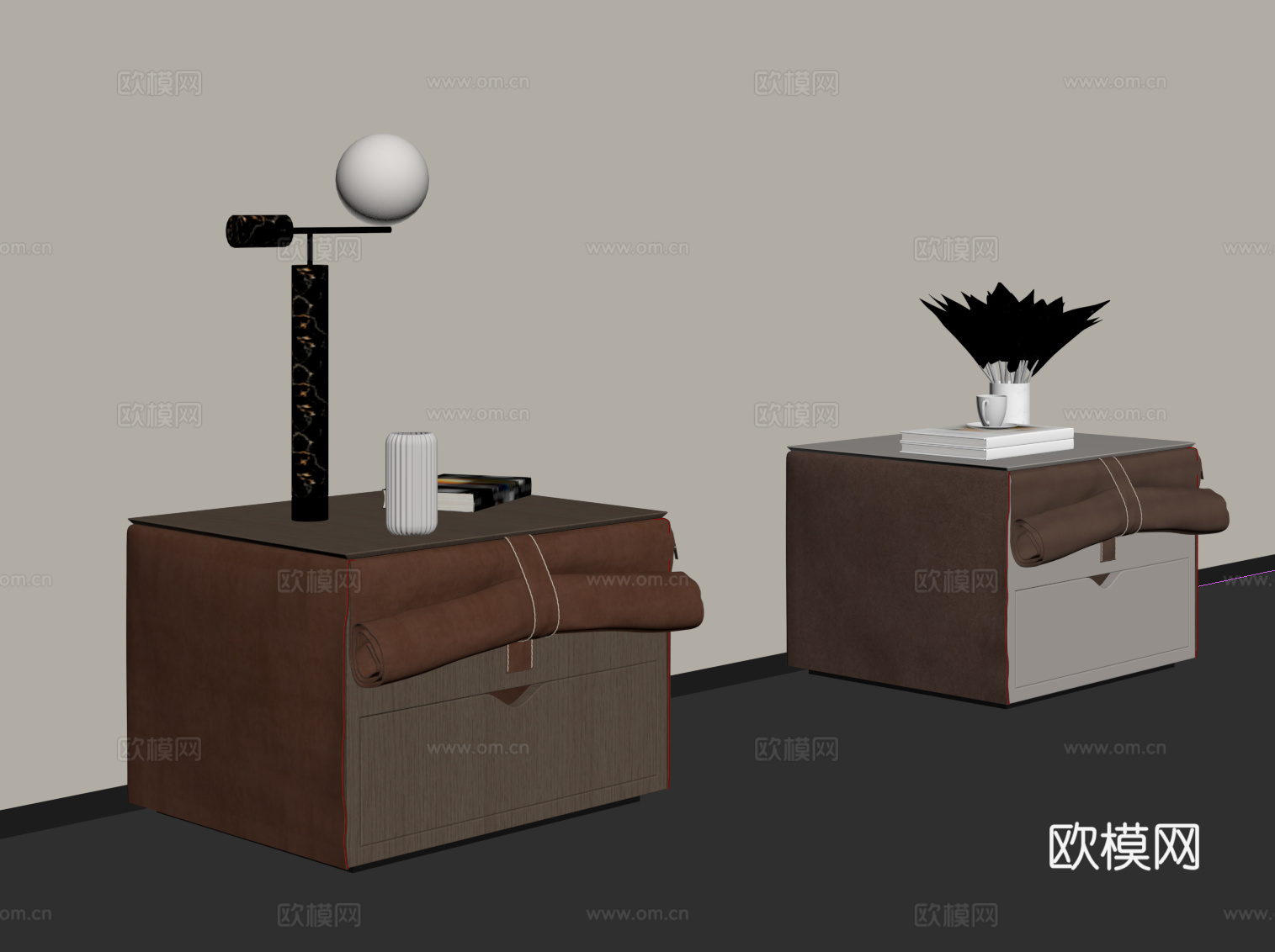 现代意式床头柜su模型
