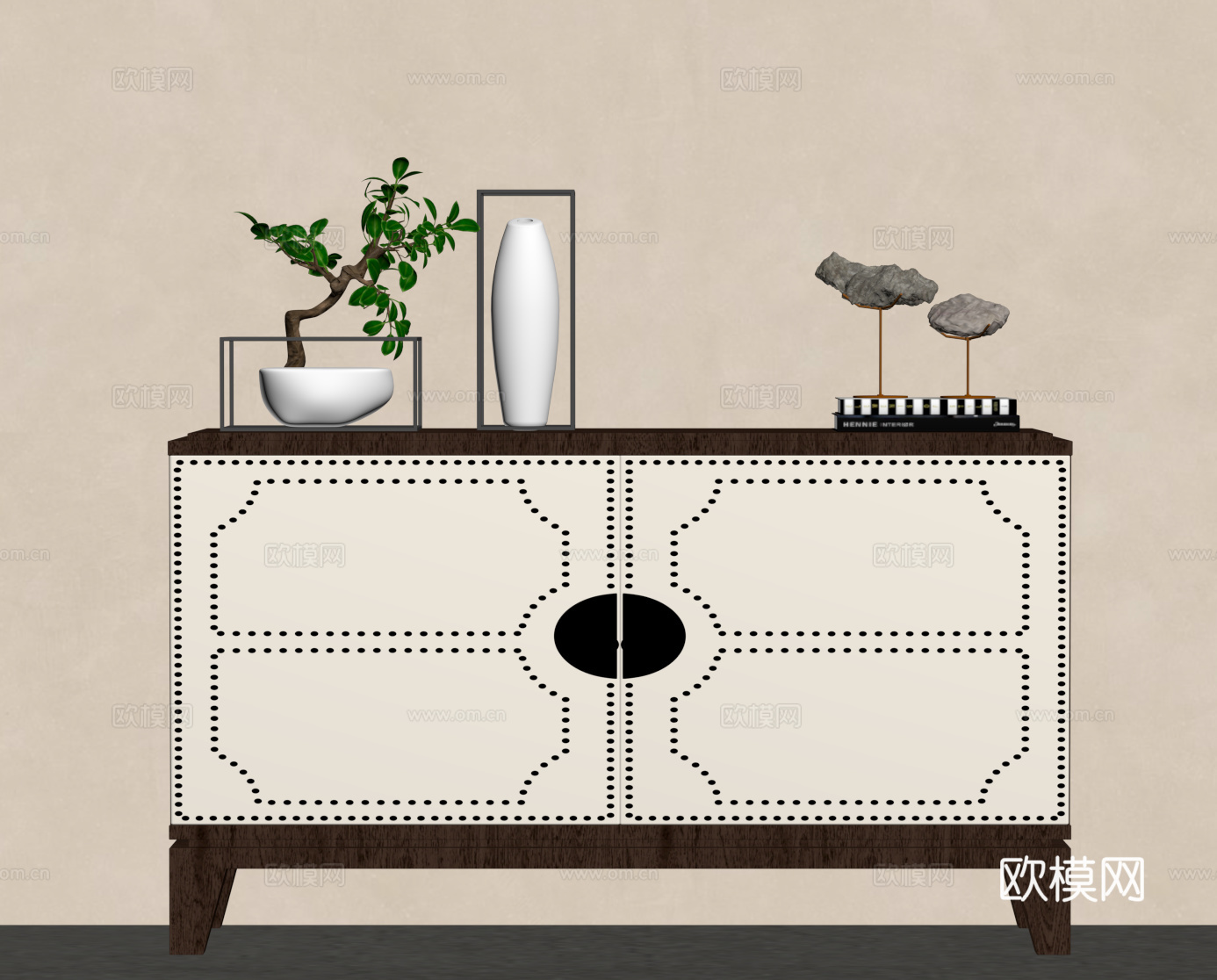 新中式玄关柜 边柜su模型