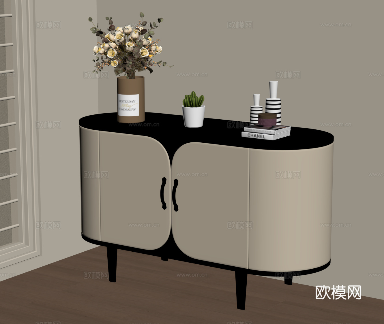 现代法式玄关柜 边柜su模型