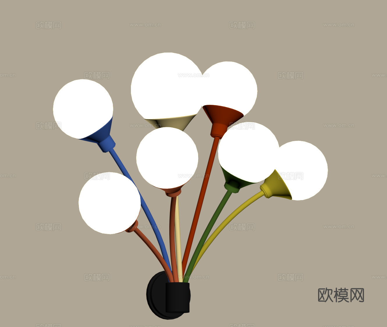 现代壁灯 多头壁灯 多巴胺壁灯 儿童壁灯su模型