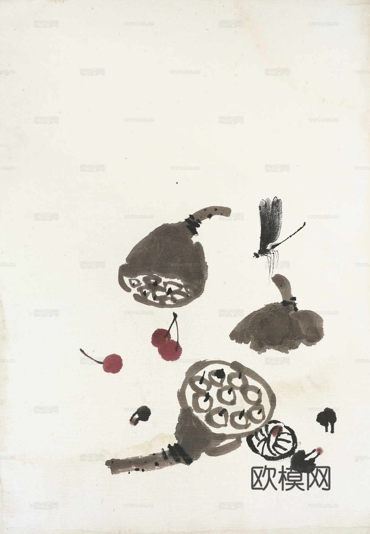 齐白石写意水墨画，近现代水墨画93 (2)