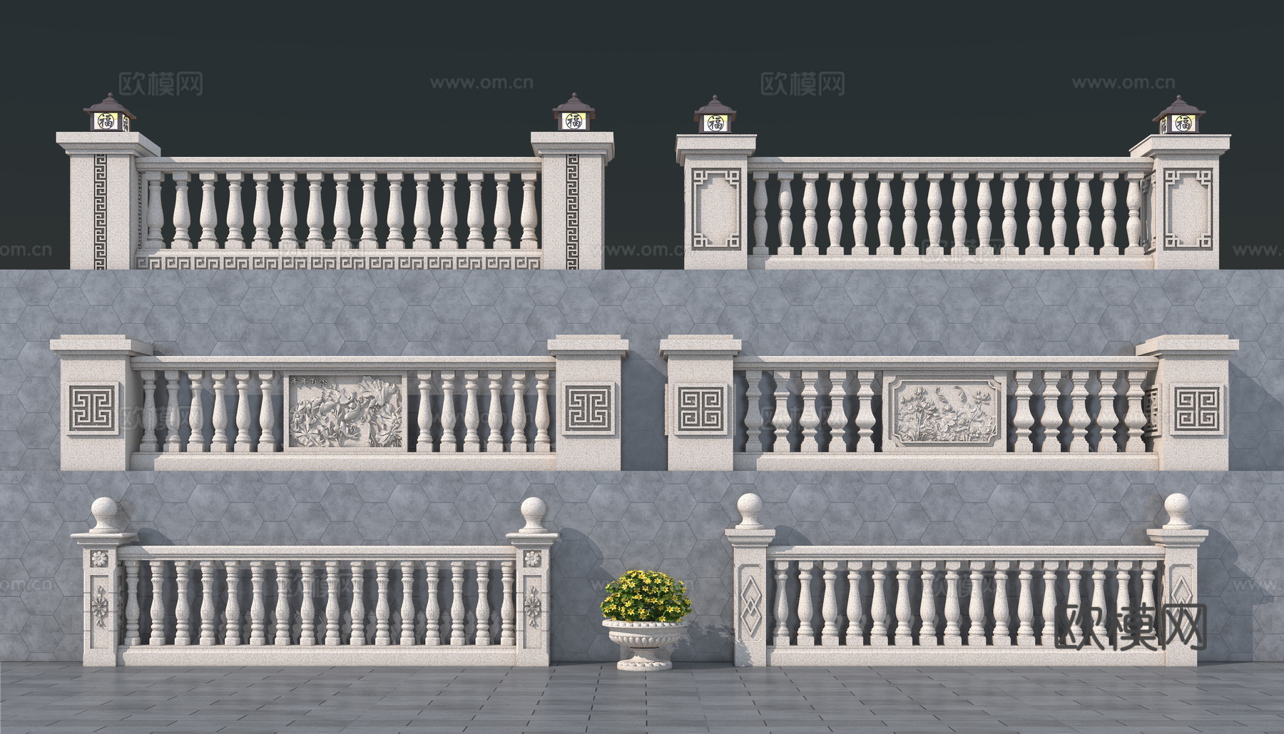 葫芦花瓶 花瓶栏杆3d模型下载