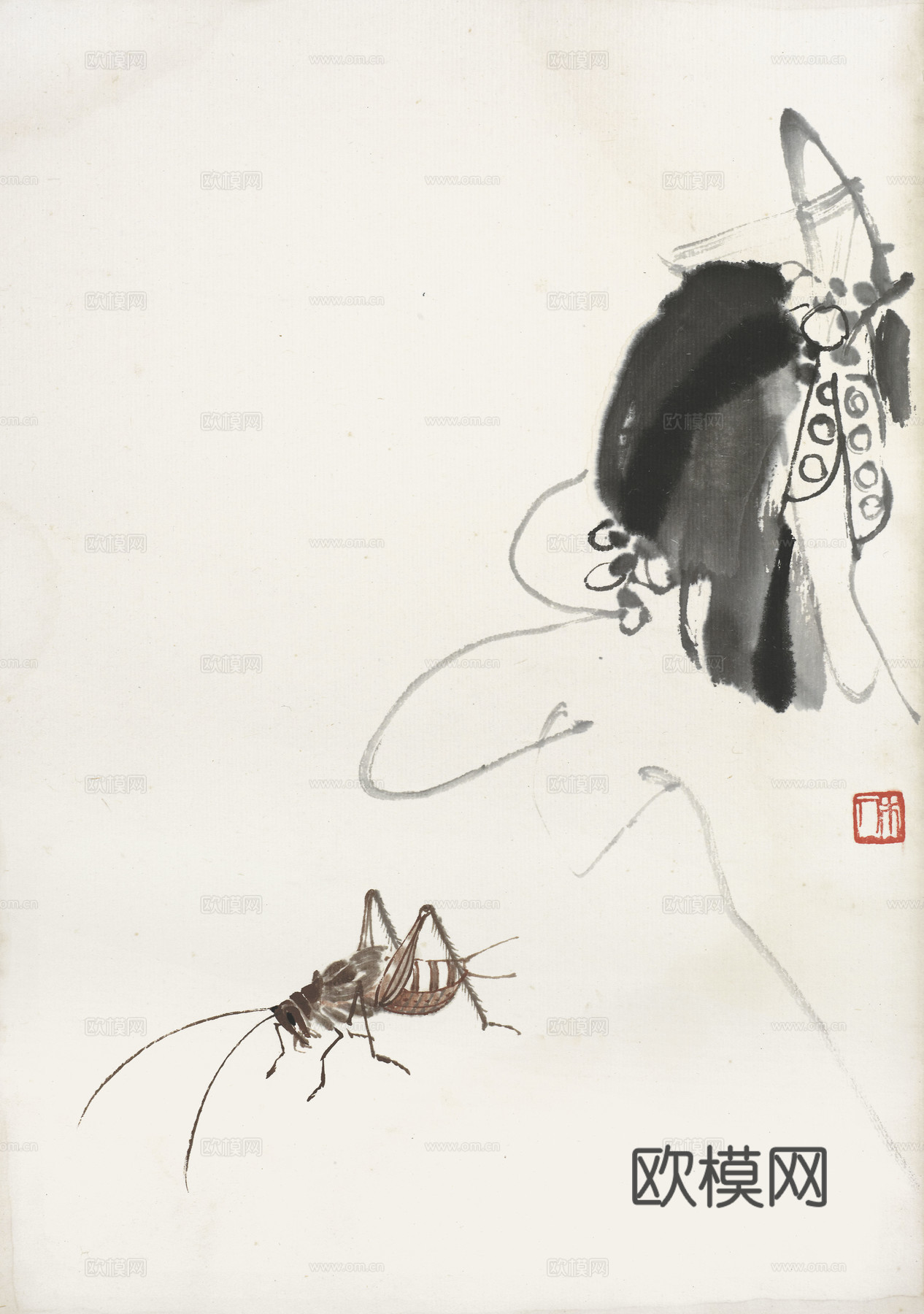 齐白石写意水墨画，近现代水墨画64 (2)