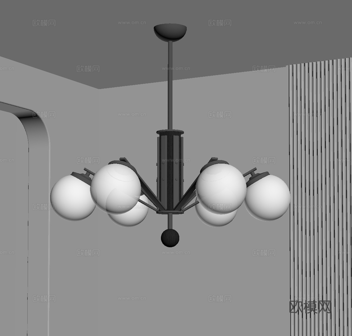 现代意式吊灯 客厅吊灯su模型