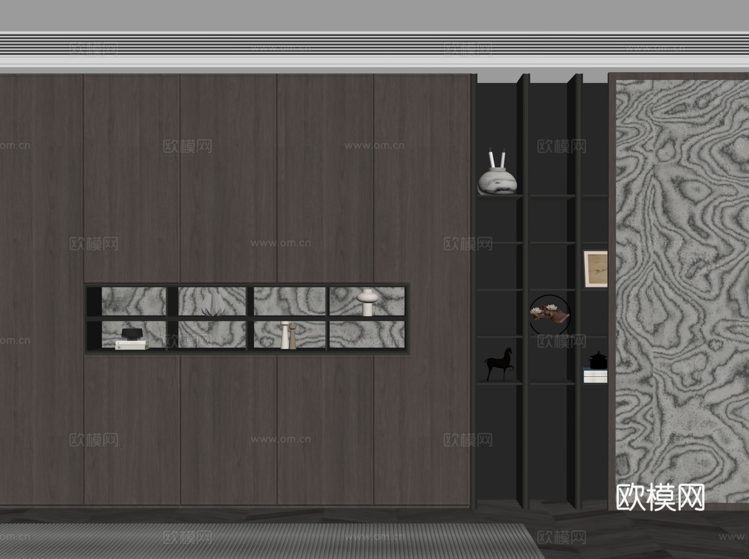 现代意式茶柜 书柜su模型