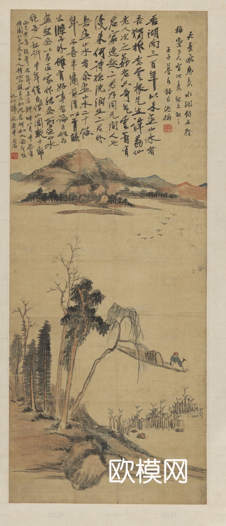 齐白石写意水墨画，近现代水墨画-天长飞鸟急下载