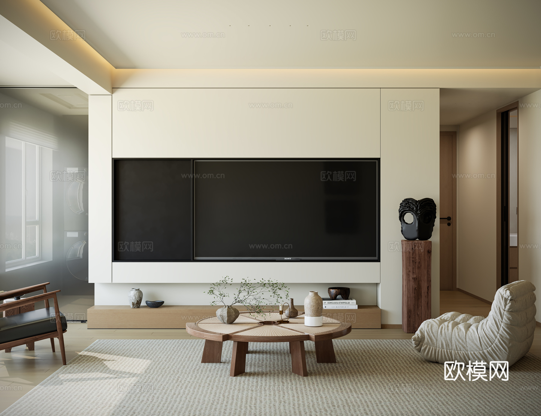 中古风客餐厅3d模型下载（渲染图2）