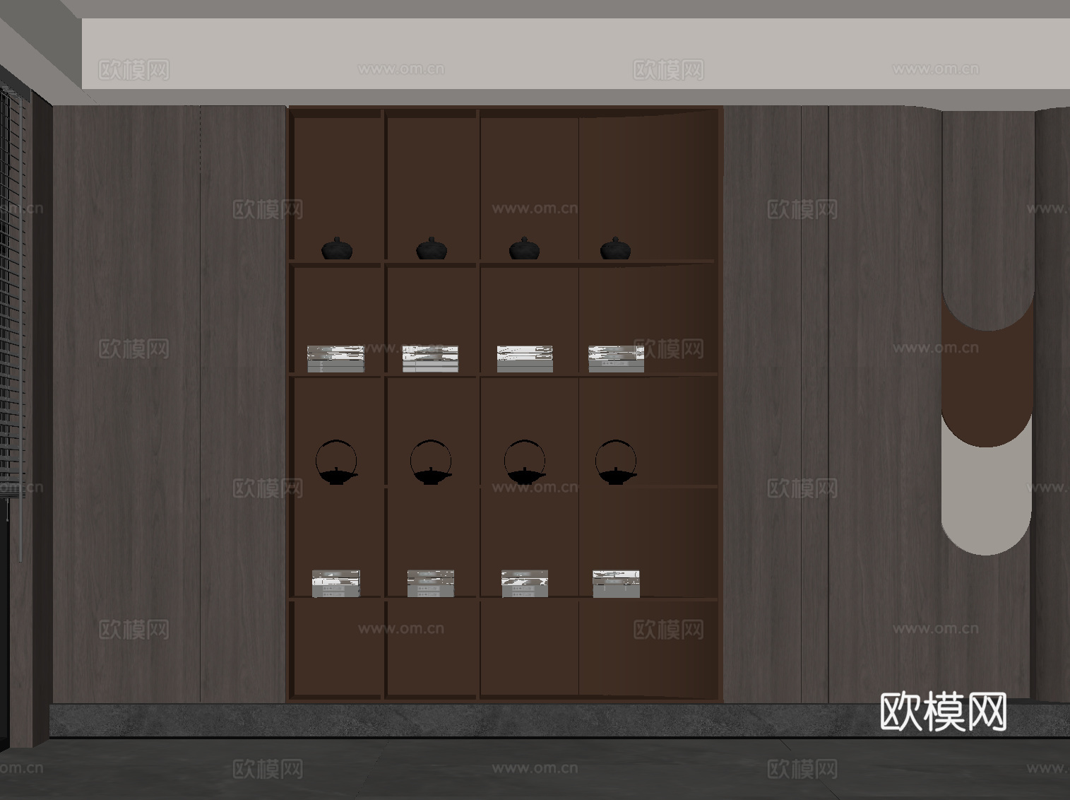 现代茶叶柜 书柜su模型