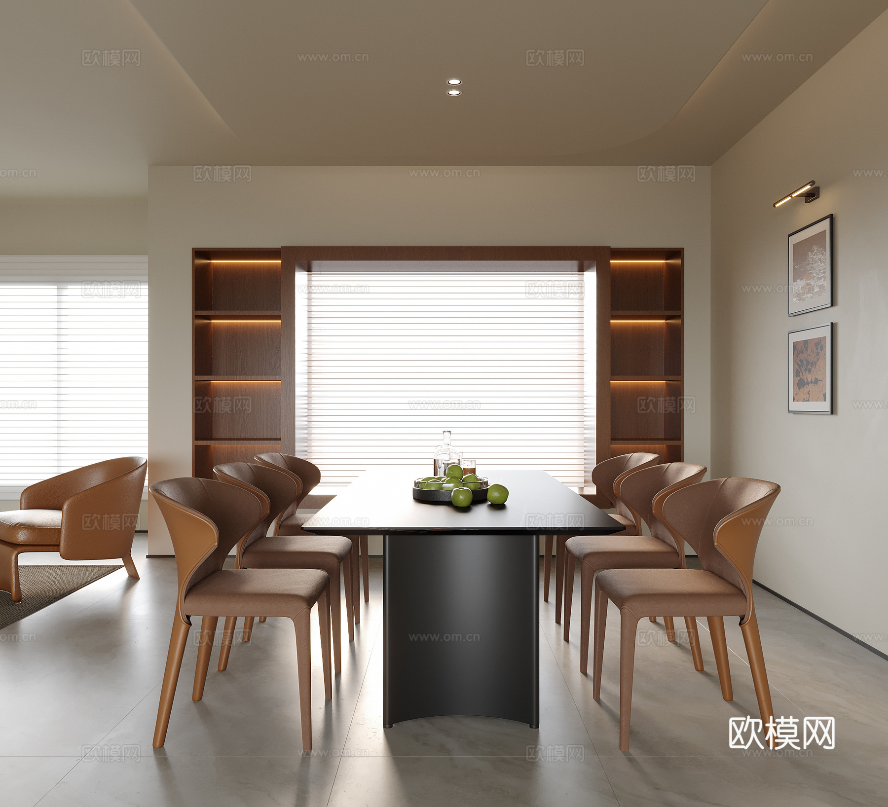 现代餐厅 餐桌椅 餐椅su模型