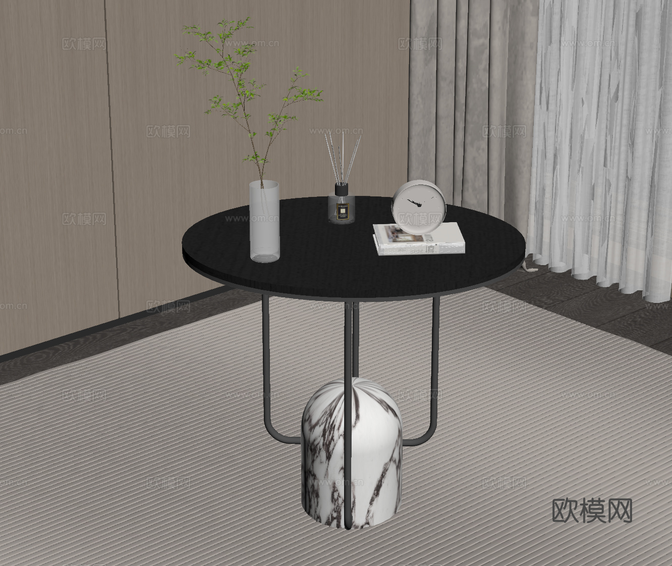 现代意式边几 角几圆几su模型