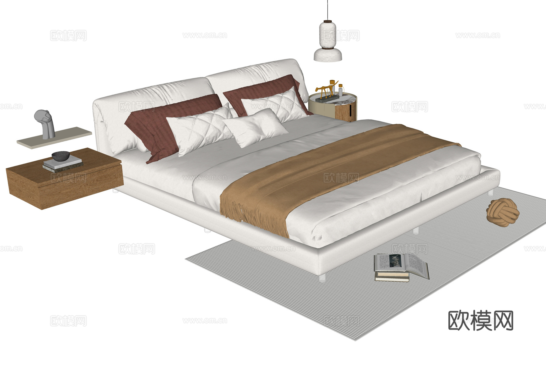 现代单人床 双人床 儿童床su模型